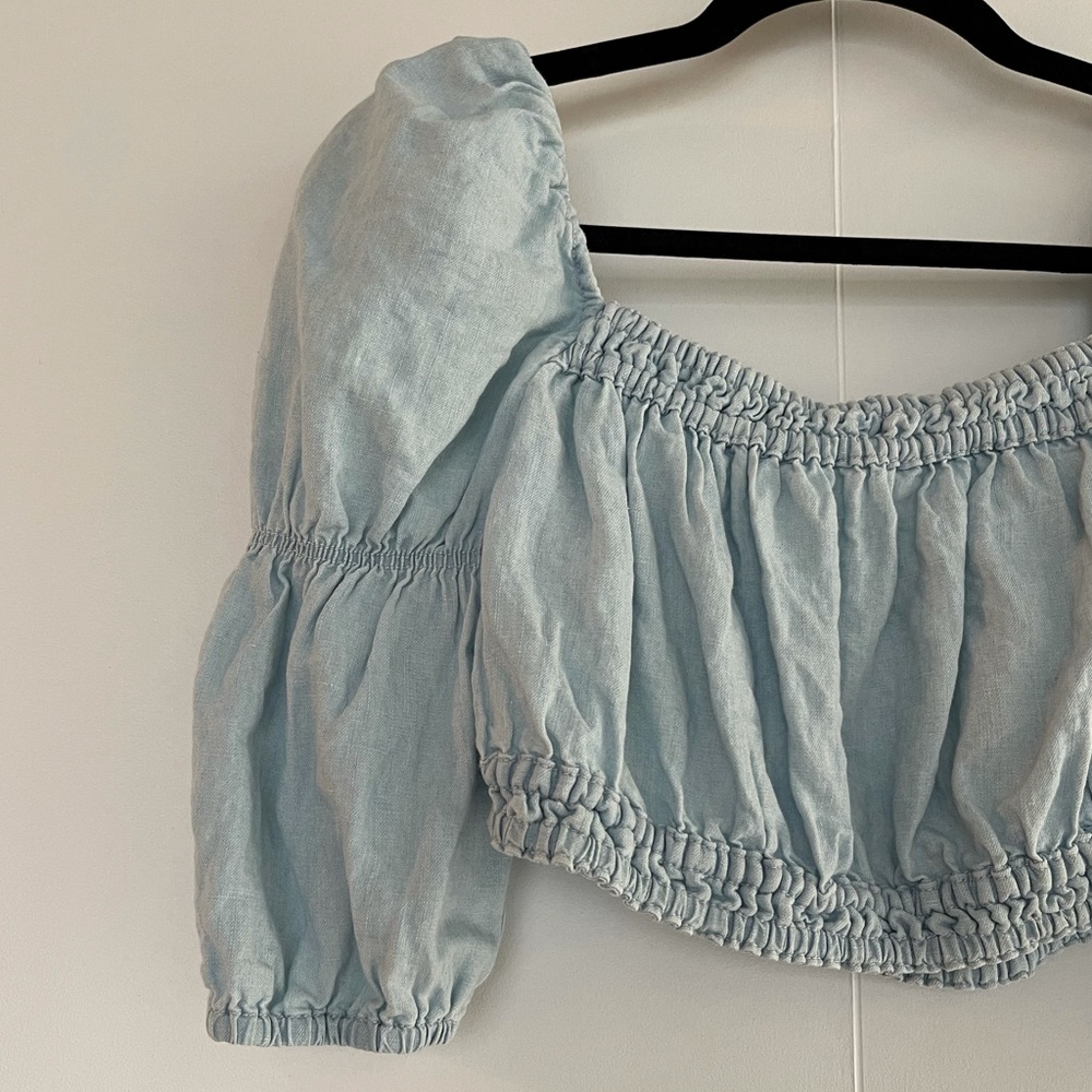ZARA | LINEN BLEND CROP TOP W/ OPEN BACK - Picture 5 of 8
